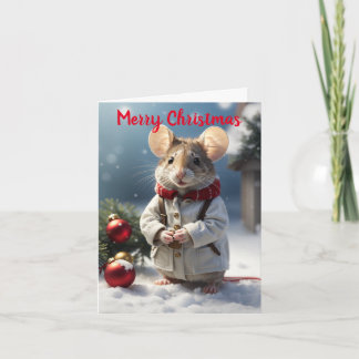Tarjeta de saludo del ratón para navidades