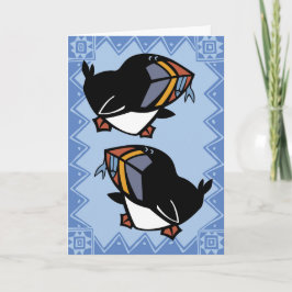 Tarjeta de saludo del rompecabezas de Puffins Wild