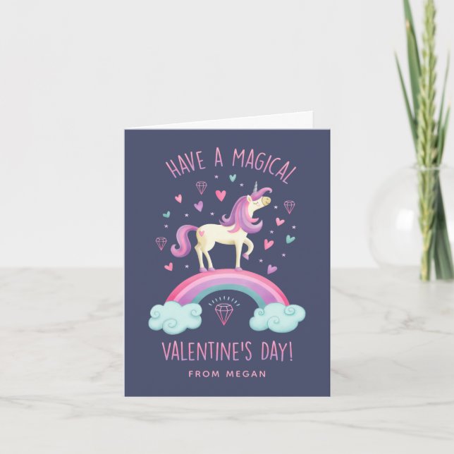 Tarjeta de saludo Día de San Valentín Unicorn (Anverso)