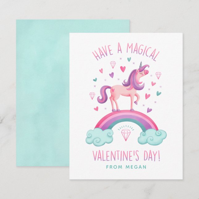 Tarjeta de saludo Día de San Valentín Unicorn (Anverso / Reverso)