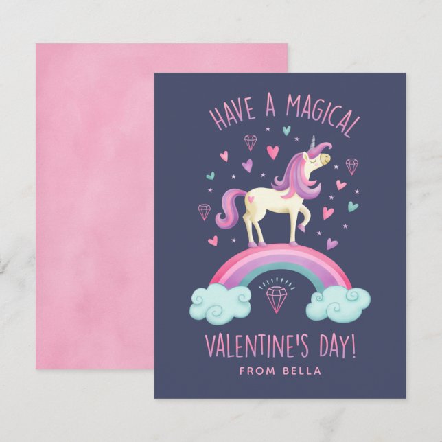 Tarjeta de saludo Día de San Valentín Unicorn (Anverso / Reverso)