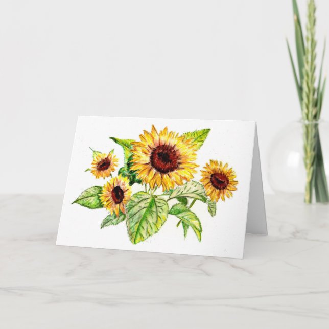 Tarjeta de saludo, Dibujo de Bouquet de girasol (Anverso)