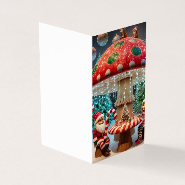 Tarjeta de saludo: Diseño de hongos para Navidades (Exterior)