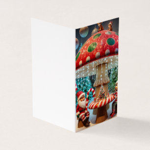Tarjeta de saludo: Diseño de hongos para Navidades