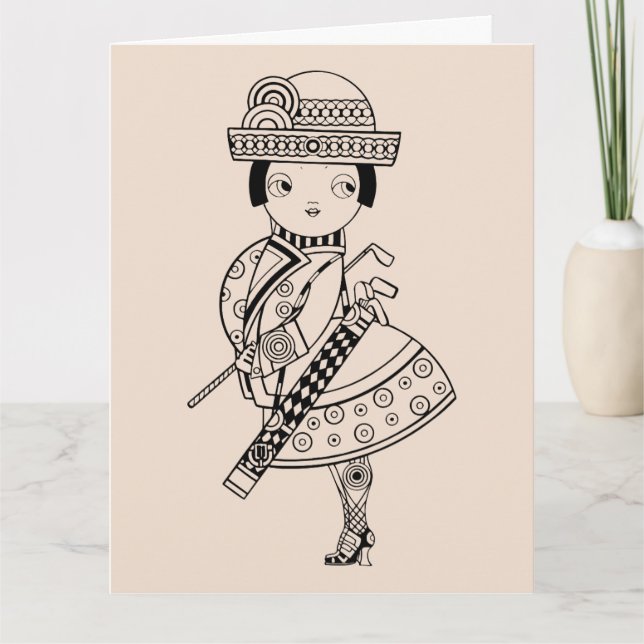 TARJETA DE SALUDO DIVERTIDA DE GOLF PARA SEÑORA (Anverso)