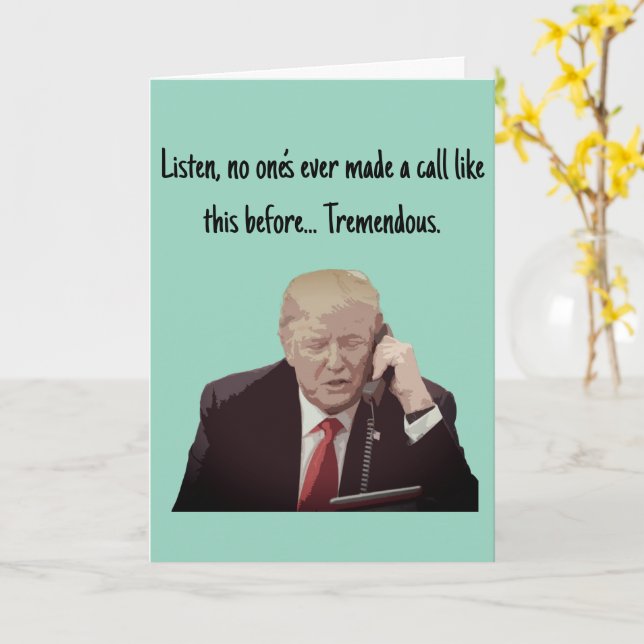 Tarjeta de saludo divertida llamada de Donuld Trum (flor amarilla)