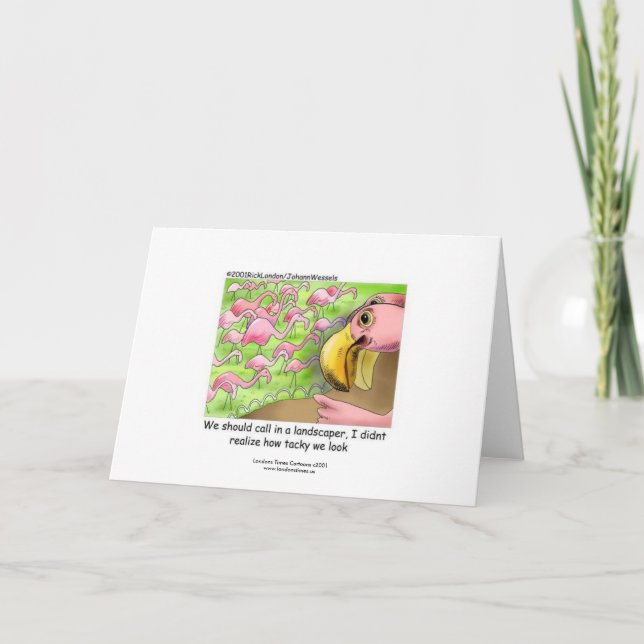 Tarjeta de saludo divertida Tacky Pink Flamingos (Anverso)