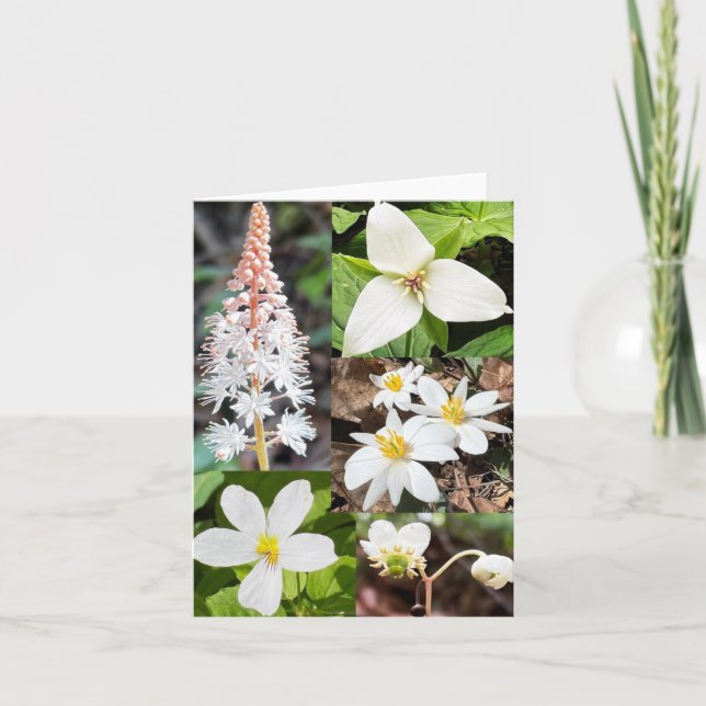 Tarjeta de saludo doblada con collage de flores si (Anverso)