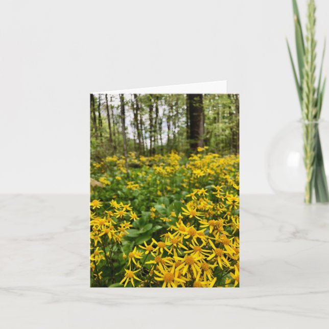 Tarjeta de saludo doblada con motivos forestales (Anverso)