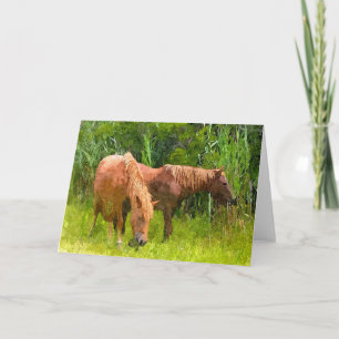 Tarjeta de saludo - Dos ponis salvajes en Assateag