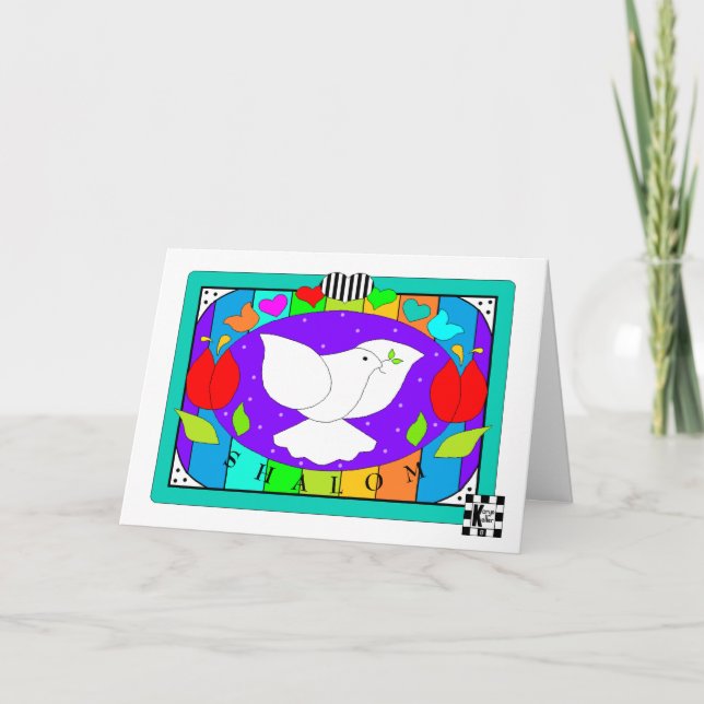 Tarjeta de saludo Dove Floral Shalom (Anverso)