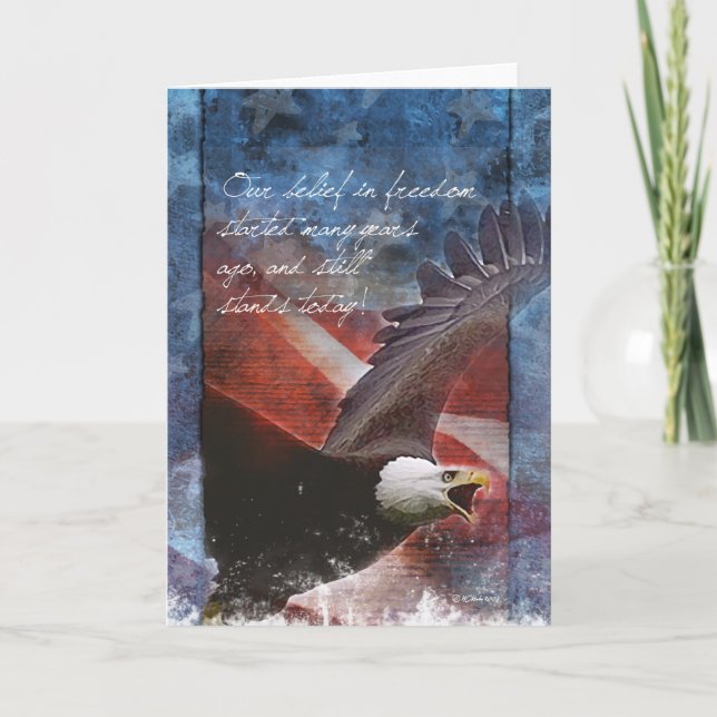 Tarjeta de saludo Eagle and Flag (Anverso)