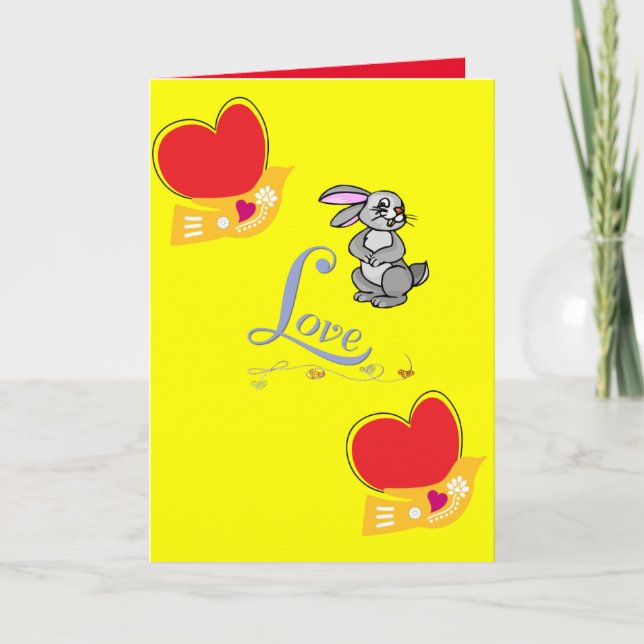 Tarjeta de saludo el día de San Valentín Conejo co (Anverso)