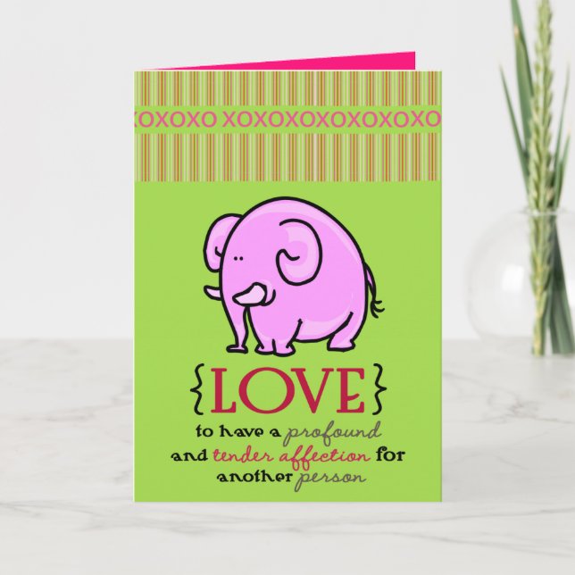 Tarjeta de saludo el día de San Valentín Elefante  (Anverso)