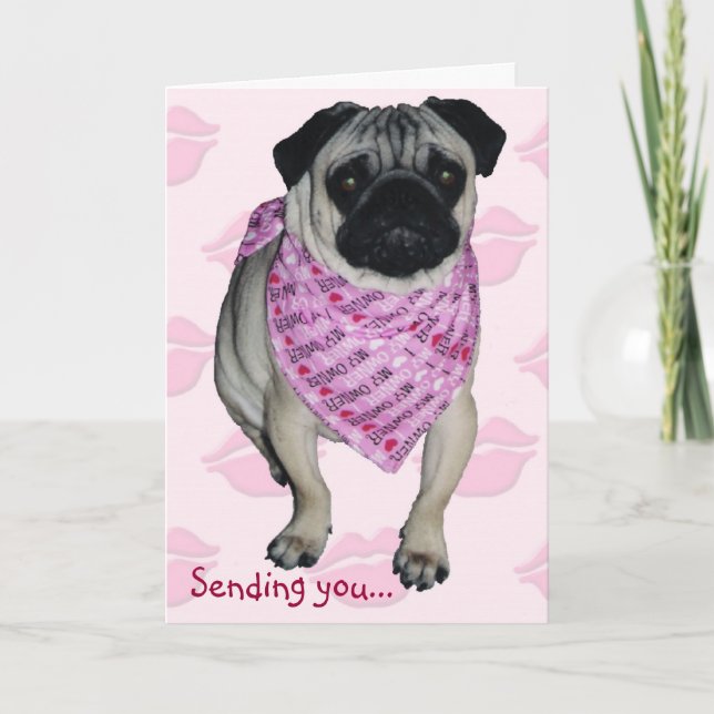 Tarjeta de saludo El día de San Valentín Pugs & Ki (Anverso)