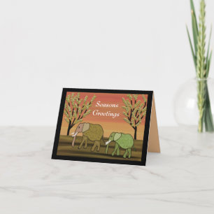 Tarjeta de saludo Elephant Sunset Seasons