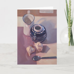 Tarjeta de saludo en blanco, arte original de Sara