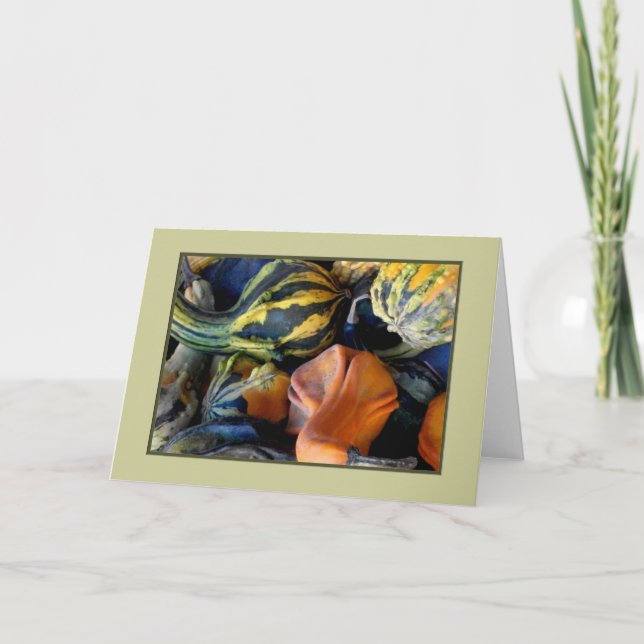 Tarjeta de saludo en blanco "Autumn Gourds" (Anverso)