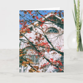 Tarjeta de saludo en blanco "Autumn Leaves with Bl