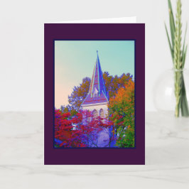 Tarjeta de saludo en blanco 'Autumn Steeple'