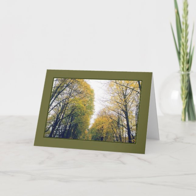 Tarjeta de saludo en blanco 'Autumn Walkway' (Anverso)