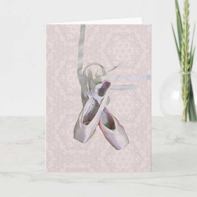 Tarjeta de saludo en blanco "Ballet & Lace" (Anverso)