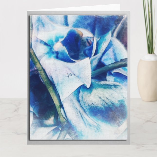 Tarjeta de saludo en blanco de Blue Orchid (Anverso)