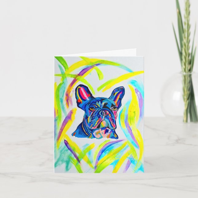 Tarjeta de saludo en blanco de Bulldog francés (Anverso)