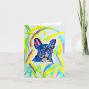 Tarjeta de saludo en blanco de Bulldog francés