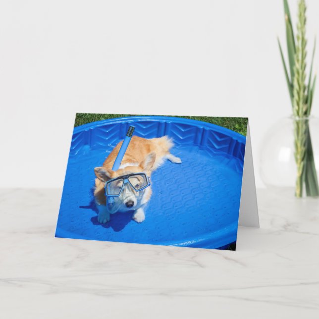 Tarjeta de saludo en blanco de Corgi para buceo (Anverso)