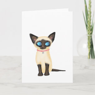Tarjeta de saludo en blanco de gatito chiquito sia