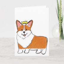 Tarjeta de saludo en blanco de perro corgi real