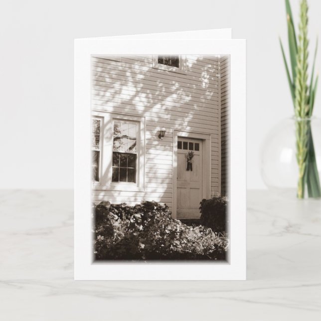 Tarjeta de saludo en blanco de puerta de otoño (Anverso)