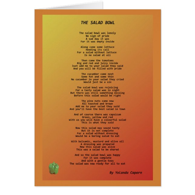 Tarjeta de saludo en blanco del Bowl de ensaladas (Frente)