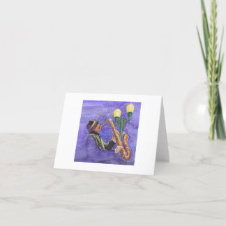 Tarjeta de saludo en blanco del tipo de jazz