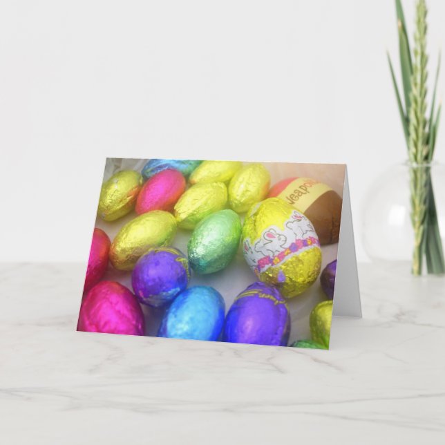 Tarjeta de saludo en blanco 'Easter Happiness' (Anverso)