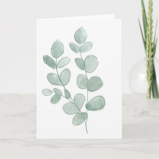 Tarjeta de saludo en blanco Eucalyptus Leaf 5x7