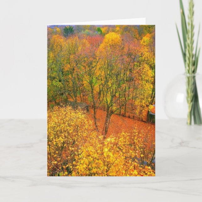 Tarjeta de saludo en blanco 'Fiery Autumn' (Anverso)