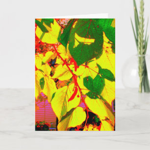 Tarjeta de saludo en blanco 'Flores hojas de otoño