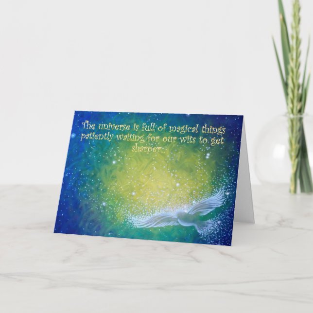 tarjeta de saludo en blanco, galaxia de arte origi (Anverso)