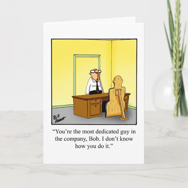 Tarjeta de Saludo en Blanco Humor de Oficina Admin (Anverso)