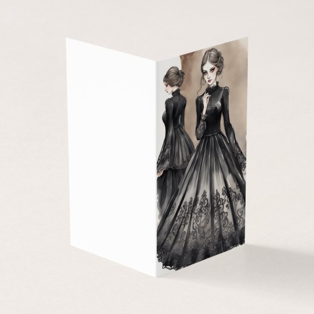Tarjeta de saludo en blanco LBD Couture de gótico (Exterior)