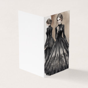 Tarjeta de saludo en blanco LBD Couture de gótico