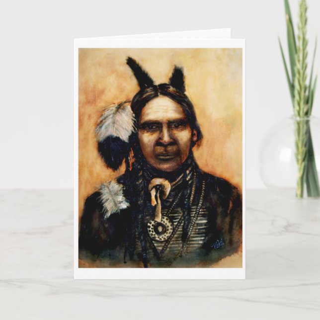 Tarjeta de saludo en blanco nativa estadounidense (Anverso)