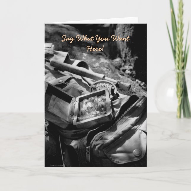 Tarjeta de saludo en blanco para el viaje de pesca (Anverso)