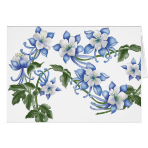 Tarjeta de saludo en blanco para Flores Azules de