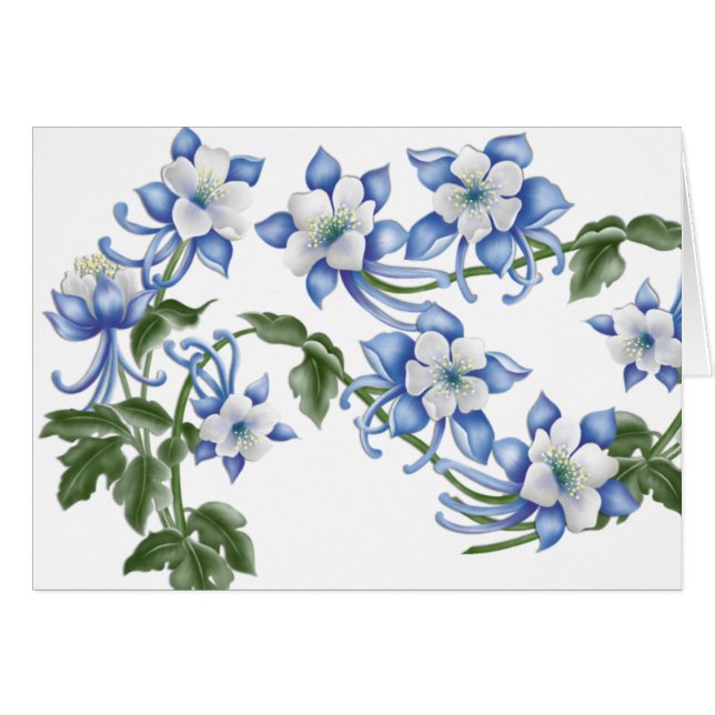Tarjeta de saludo en blanco para Flores Azules de  (Anverso (Horizontal))