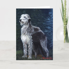 Tarjeta de saludo en blanco para perro lobo irland