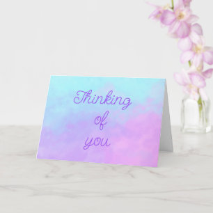 Tarjeta de saludo en blanco pensando en ti