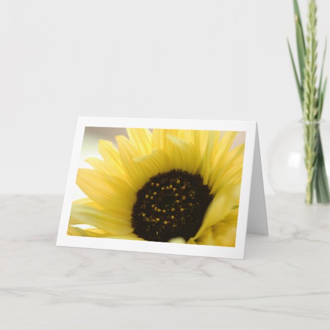 Tarjeta de saludo en blanco plegado de girasol (Anverso)